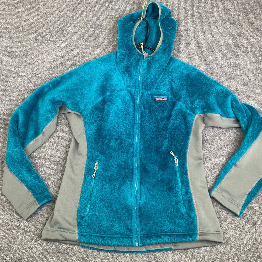 Patagonia R3 Hi-Loft Hoody Womens Medium Teal Blue Fleece Jacket 25705 VTG 2000